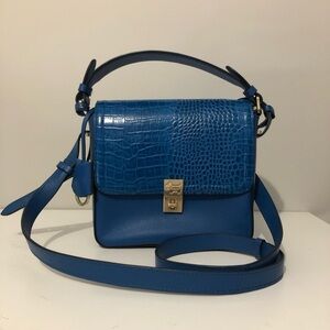 Radley London Blue Croc Embossed Leather Crossbody Bag